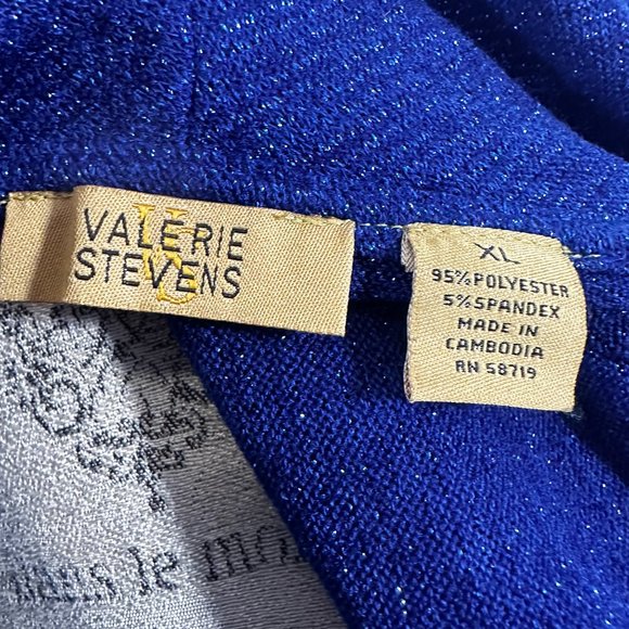 Vintage Valerie Stevens Top Sweater Blue Metallic threads Dolman Cowl Neck - Picture 6 of 6